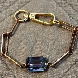 KB Gold and Purple Chain Bracelet mixed metallic statement blue/purple stone